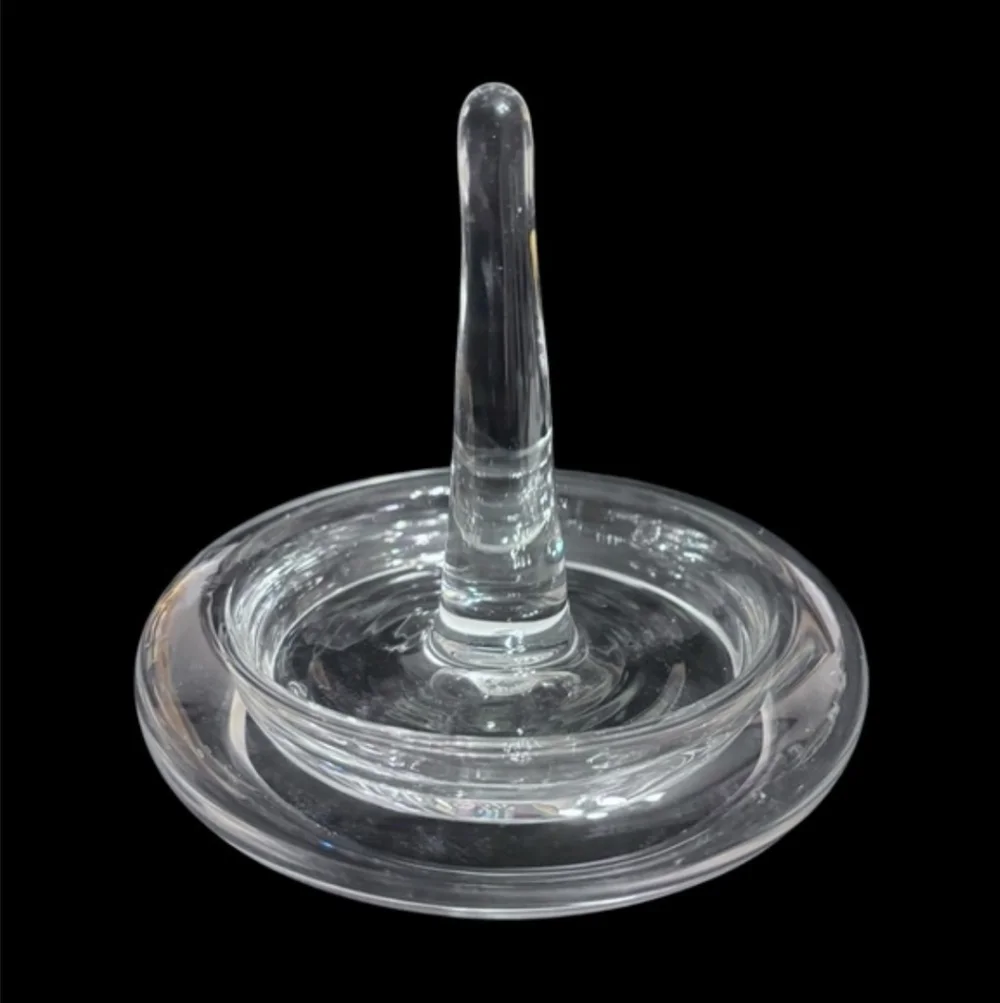 VINTAGE Lead Crystal Blown Glass Ring Holder